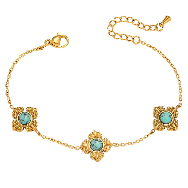 Bracelet Fleurs Turquoise Glozzo