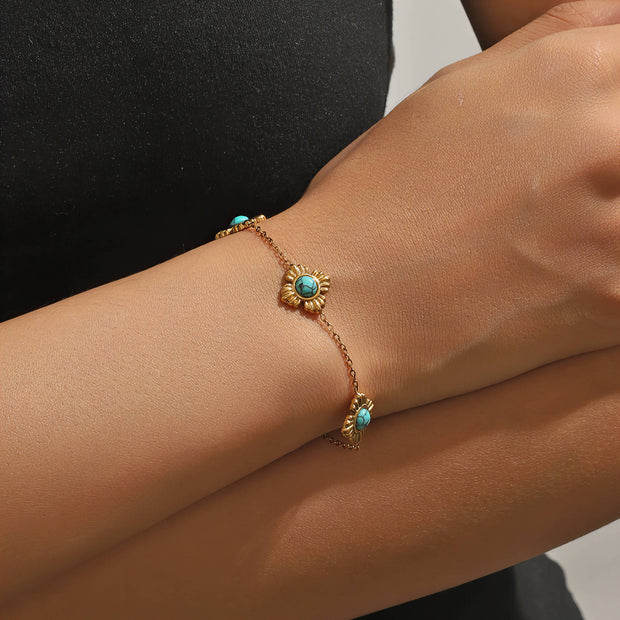 Bracelet Fleurs Turquoise Glozzo