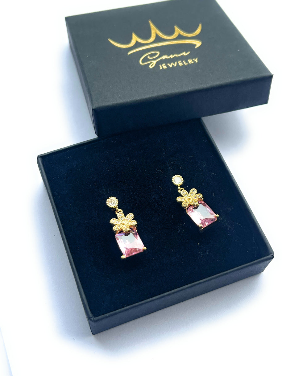 Boucles d'Oreilles Fleurs Roses - Sani Jewelry
